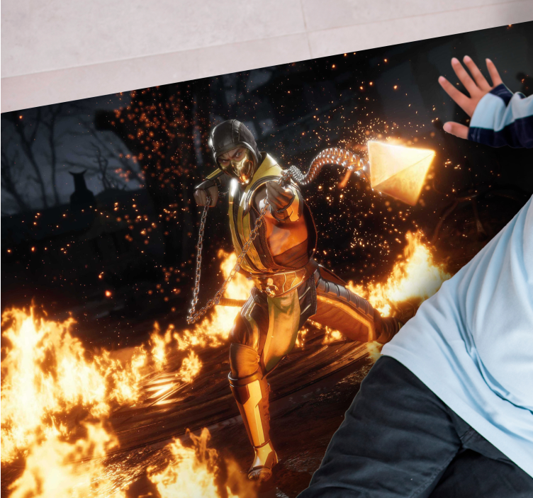 Fiery character action teenage bedroom vinyl rug - TenStickers