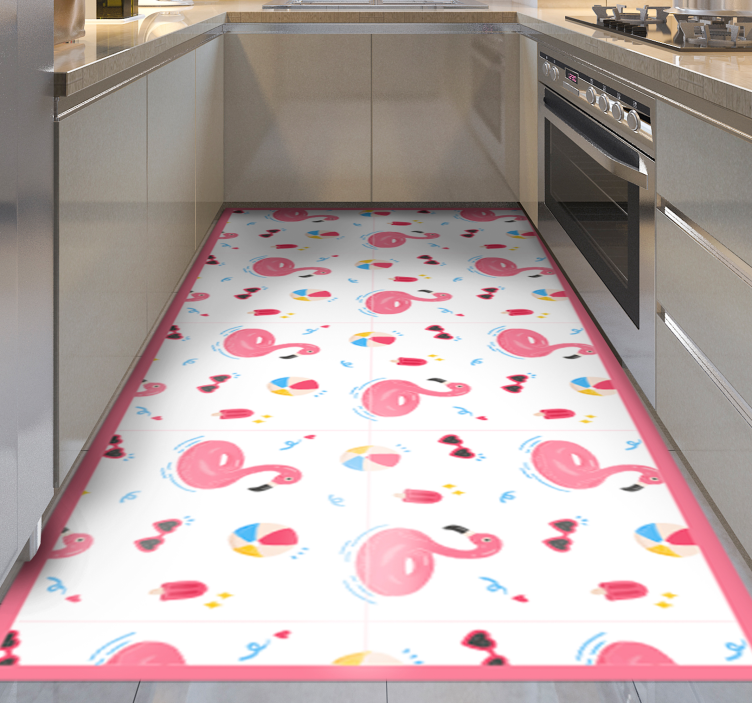 Flamingo summer design kitchen vinyl rug - TenStickers