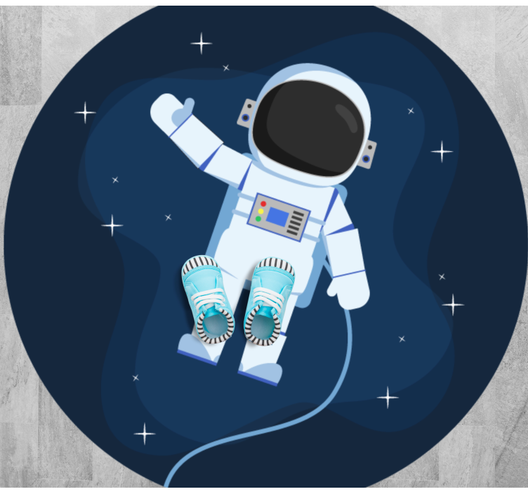 Floating spaceman cartoon star vinyl rug - TenStickers