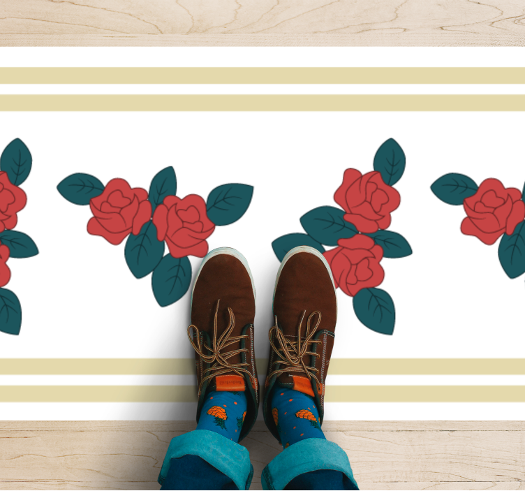 Floral Border Pattern flower vinyl rug - TenStickers