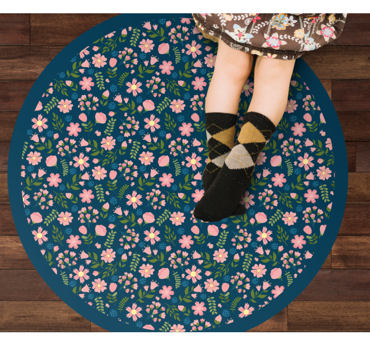 Floral Circular Pattern flower vinyl rug - TenStickers