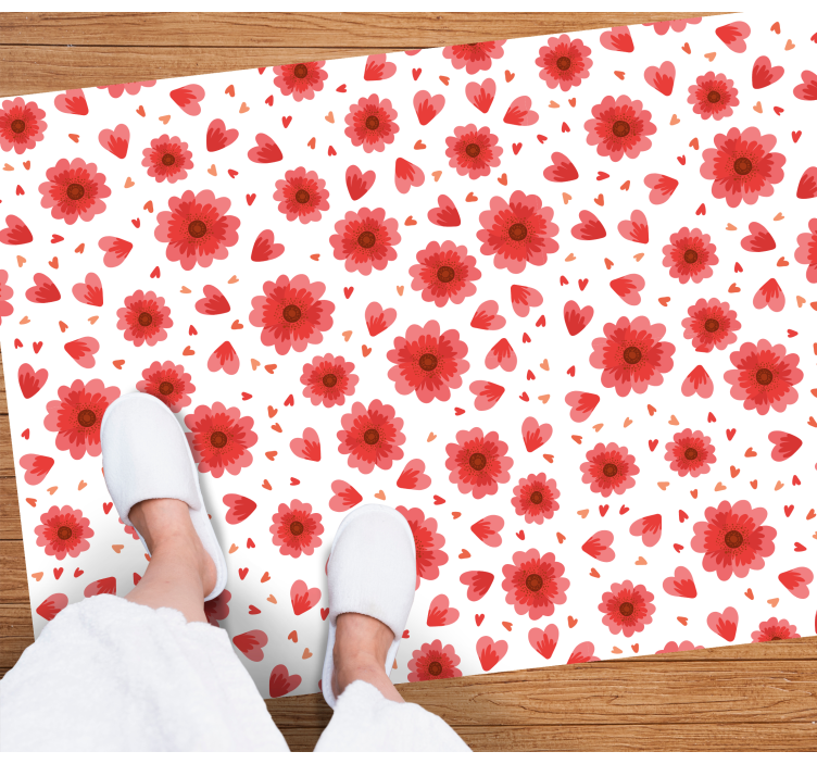 Floral heart pattern floral vinyl rug - TenStickers