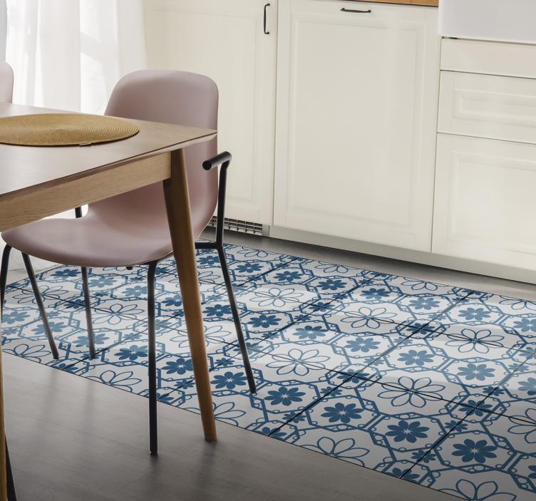 Floral Mosaic Ceramic tile vinyl rug - TenStickers