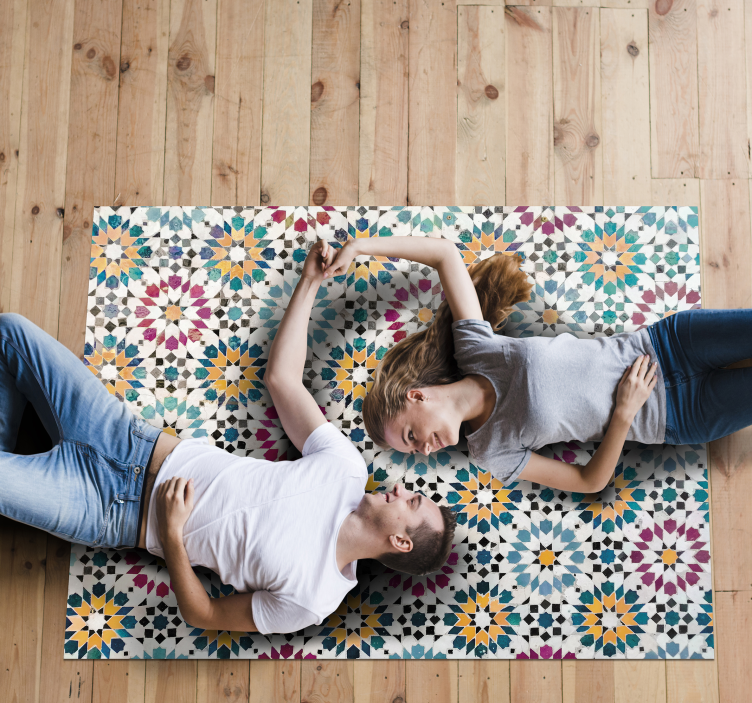 Floral Mosaic flower vinyl rug - TenStickers