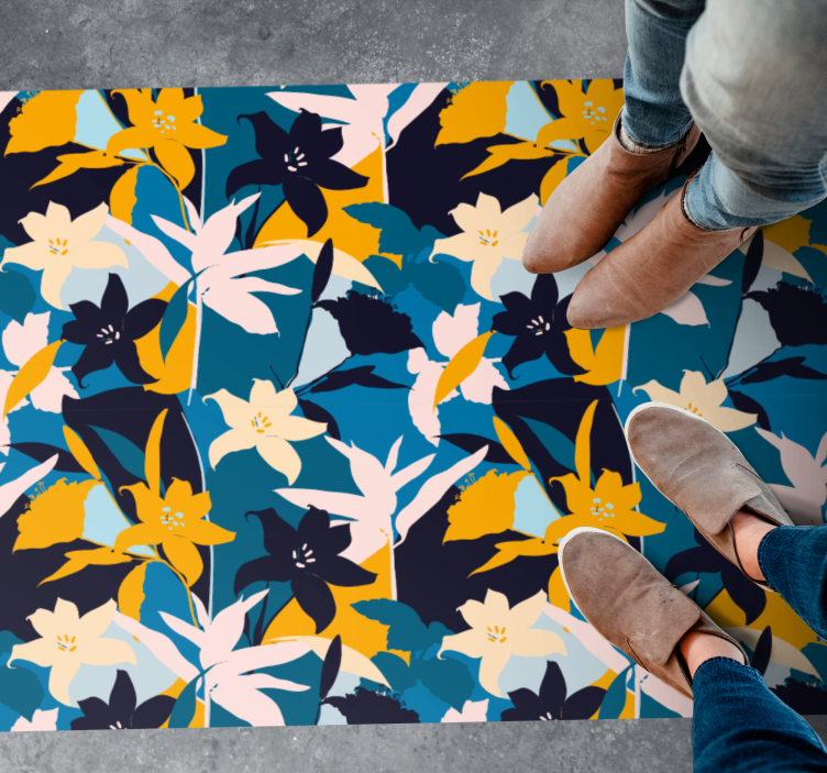 Floral Motif flower vinyl rug - TenStickers