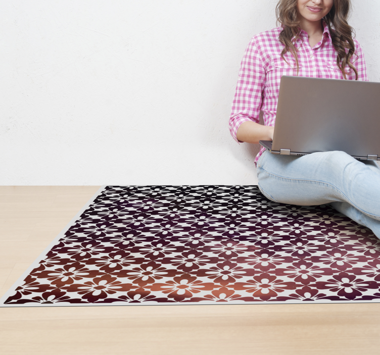 Floral Ombre flower vinyl rug - TenStickers