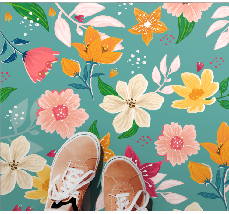 Floral pattern play floral vinyl rug - TenStickers
