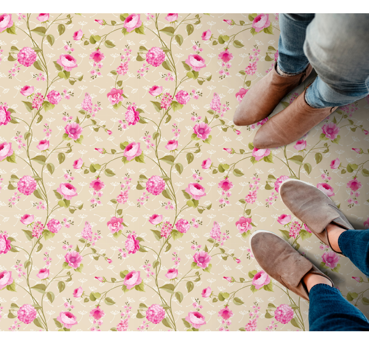 Floral Patterned Surface flower vinyl rug - TenStickers
