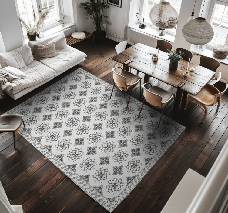 Floral vintage design dining room vinyl rug - TenStickers