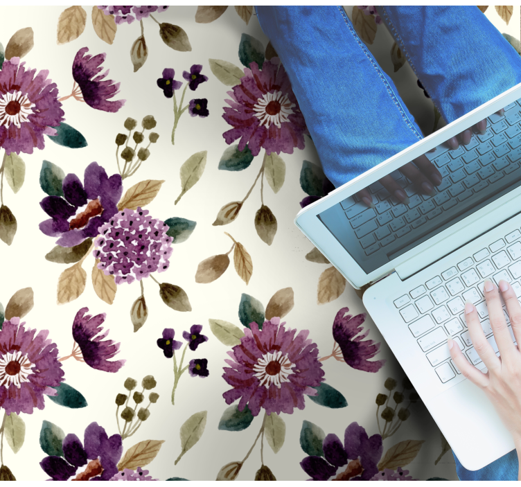 Floral vinyl rug blooming delight - TenStickers