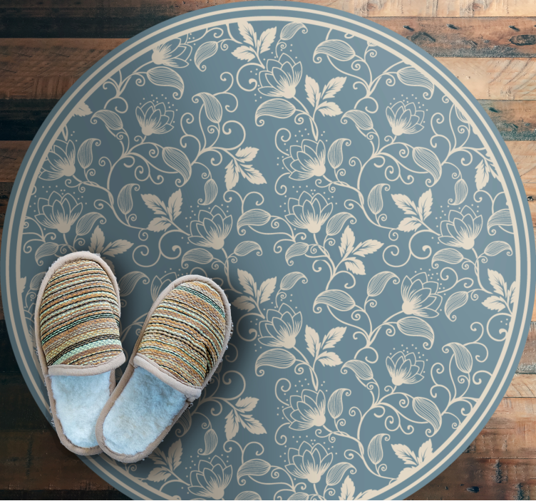 Floral vinyl rug botanical swirl design - TenStickers