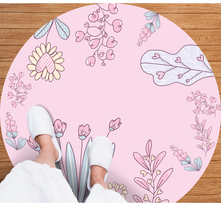 Floral vinyl rug floral heart designs - TenStickers