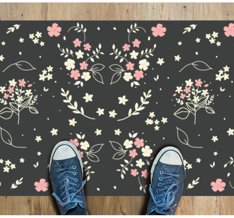 Floral vinyl rug floral patterned elegance - TenStickers