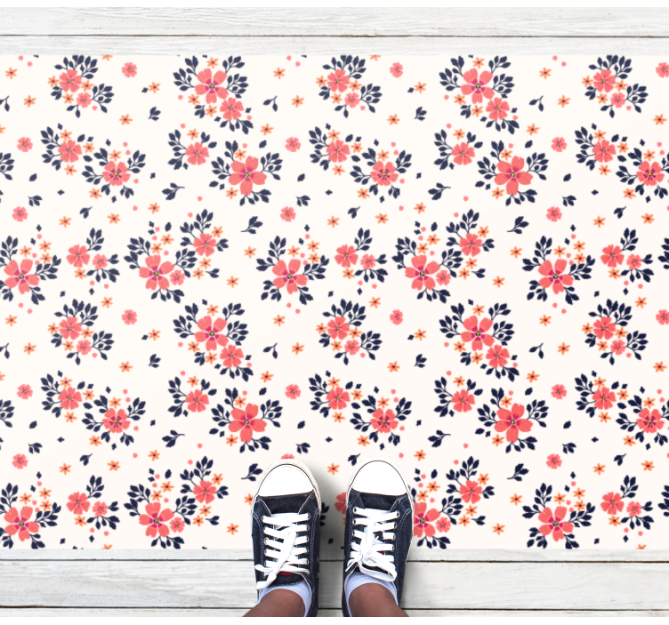 Floral vinyl rug with blooming floral design - TenStickers