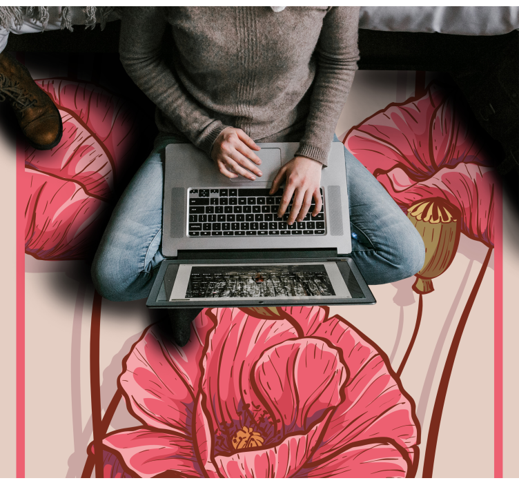 Floral vinyl rug with elegant floral pattern - TenStickers