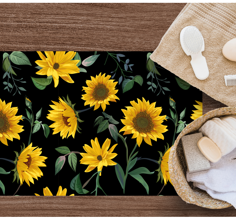 Floral vinyl rug with sunflower floral design - TenStickers