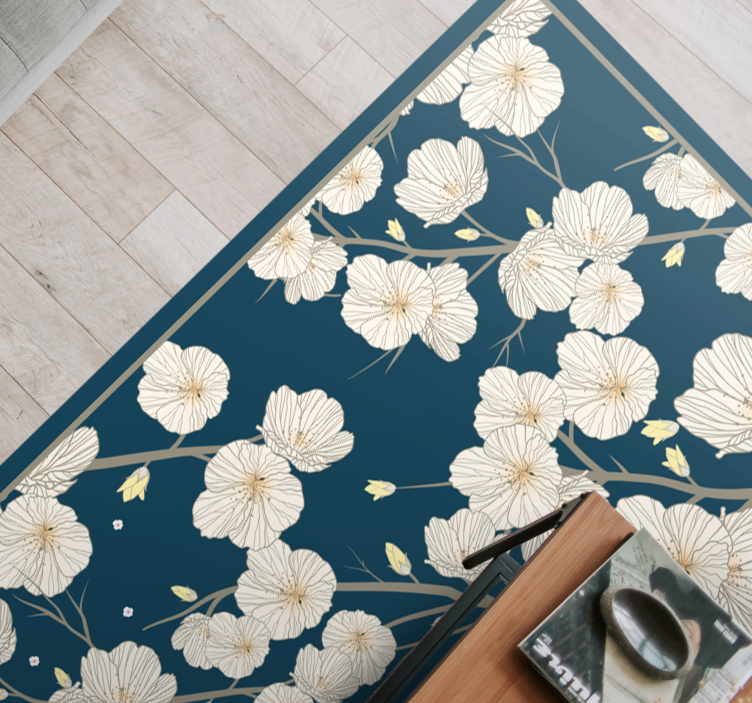 Flourishing floral motif floral vinyl rug - TenStickers