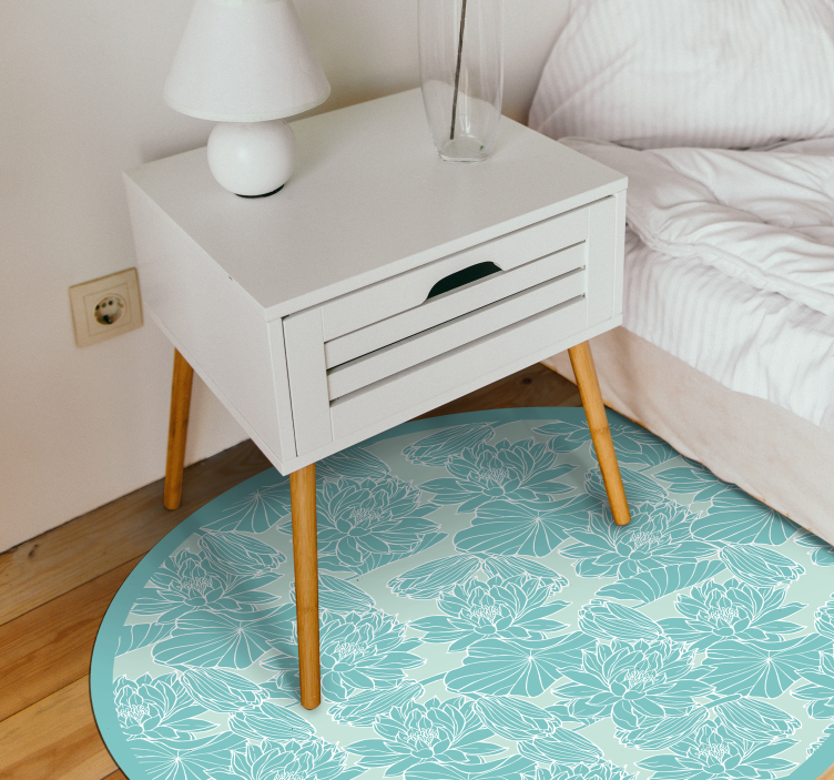 Floral Inspired Circle floral vinyl rug - TenStickers