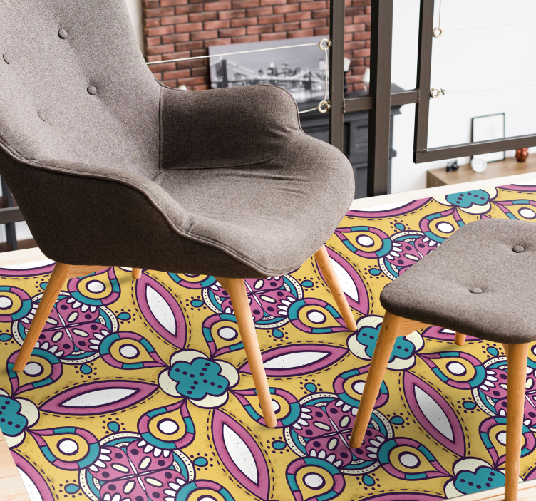 Botanical Motif Collection floral vinyl rug - TenStickers