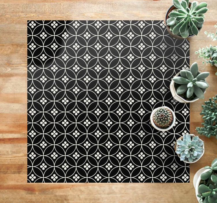 Flower tiles floral vinyl rug - TenStickers