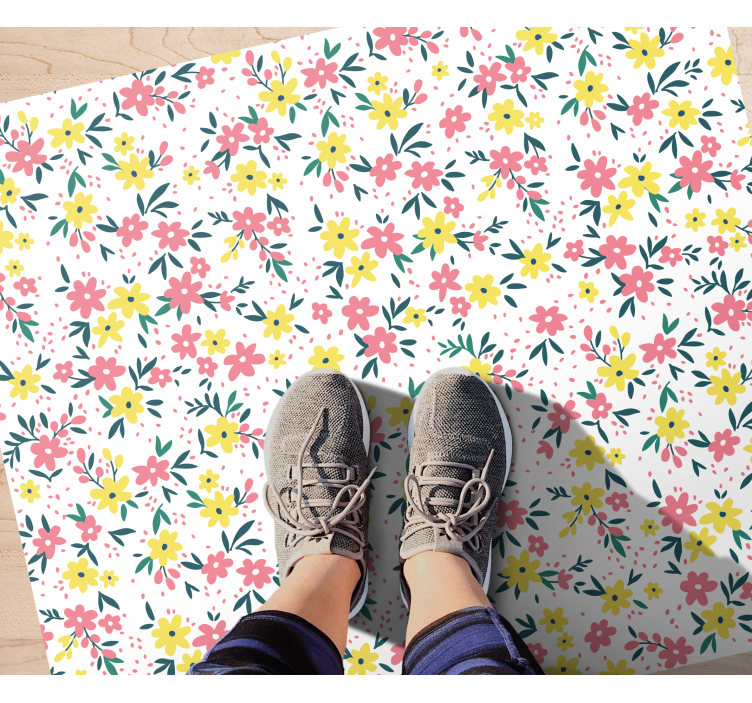 Flowerprint 'Ifuru' White floral rug - TenStickers