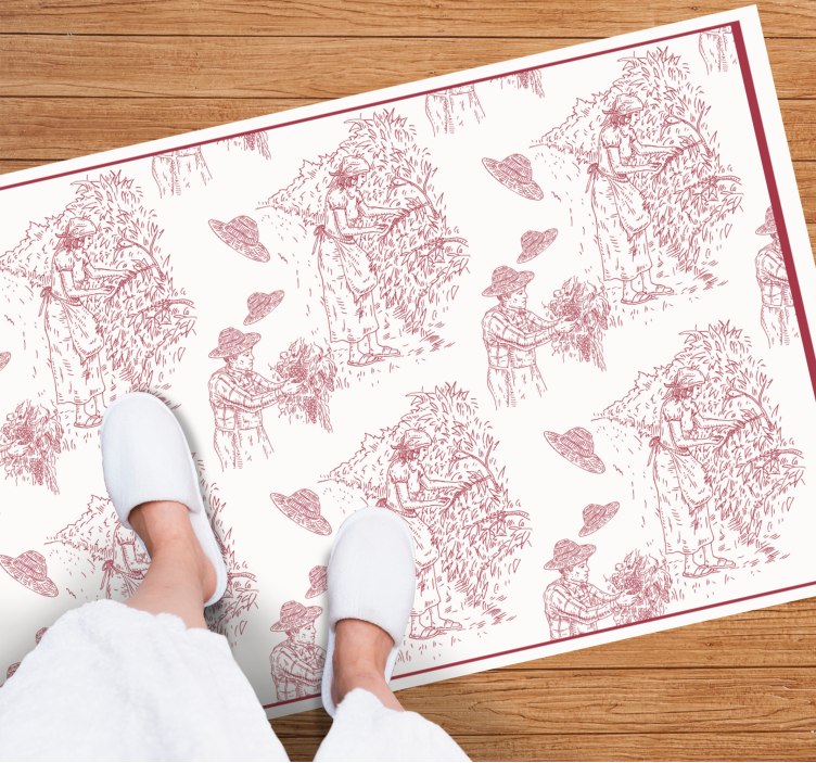 Pastoral Scene Toile Pattern vintage vinyl rug - TenStickers