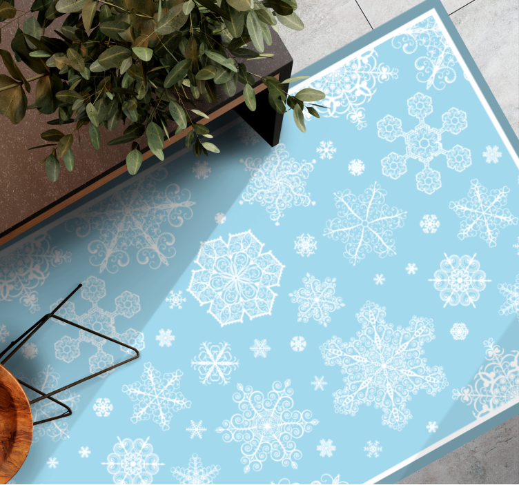 Frosty snowflake pattern halloween vinyl rug - TenStickers
