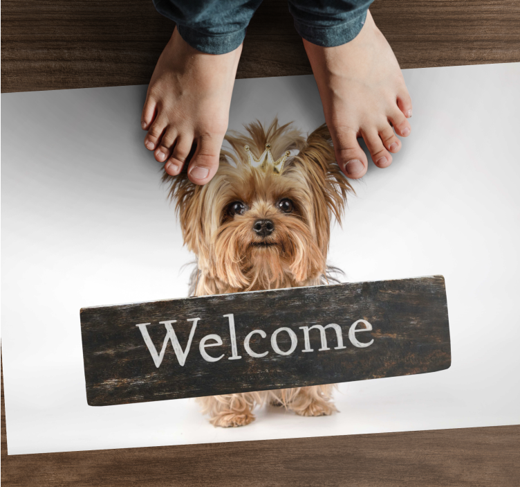 Furry Welcome Sign custom vinyl rug - TenStickers