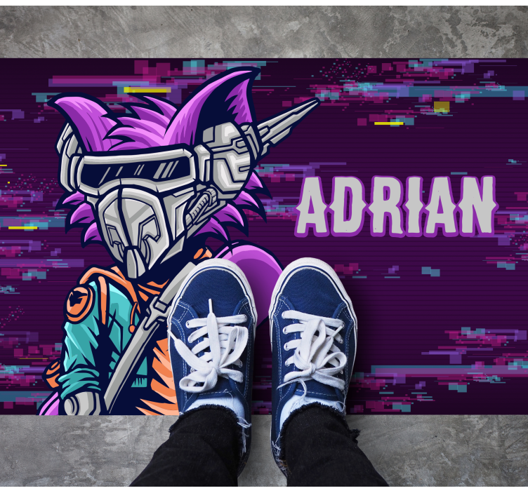 Custom futuristic character teenage bedroom vinyl rug - TenStickers