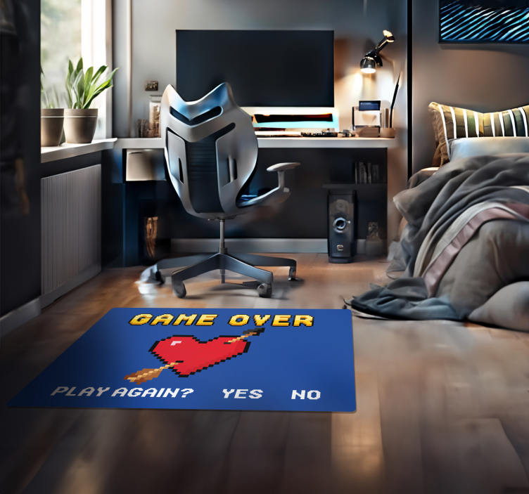 Pixelated Heart Game Over custom vinyl rug - TenStickers