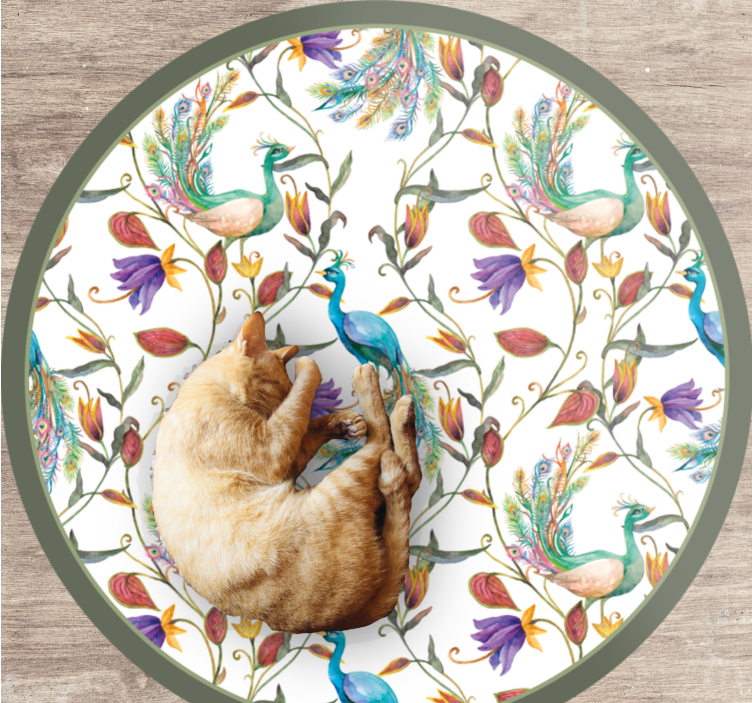 Garden flowers with little birds floral rug - TenStickers