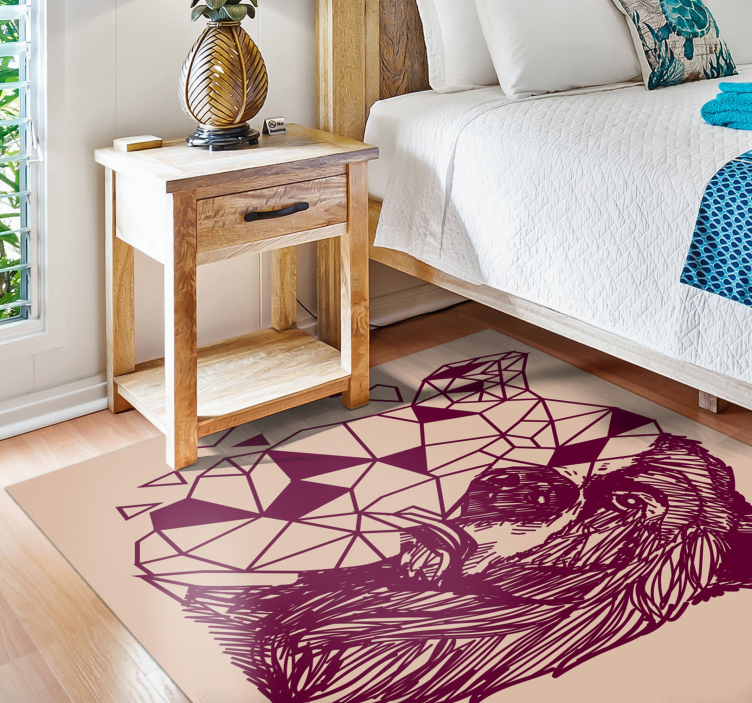 Geometric bear head animal vinyl rug - TenStickers
