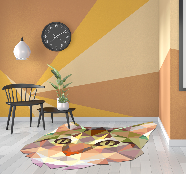 Amazing geometric cat shaped vinyl rug - TenStickers