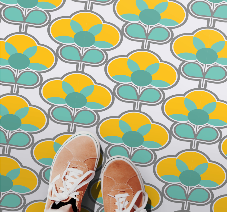 Geometric Floral Pattern geometric vinyl rugs - TenStickers