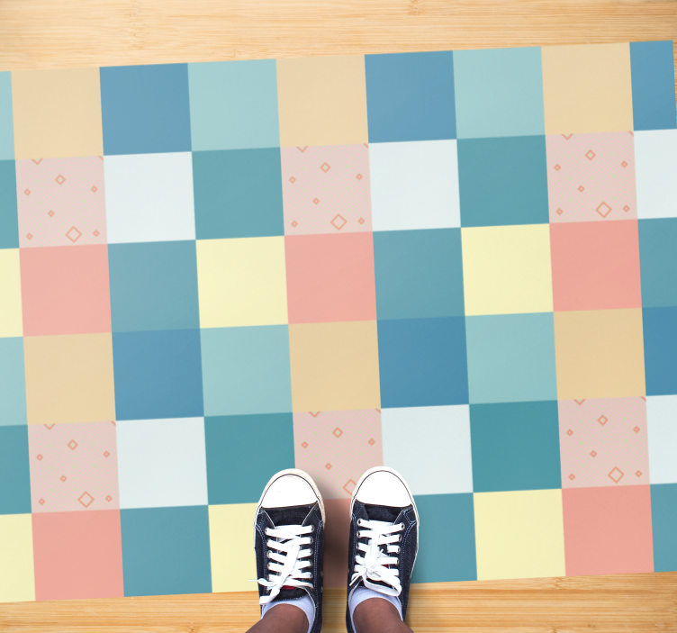 Geometric Pastel Checkerboard geometric vinyl rugs - TenStickers