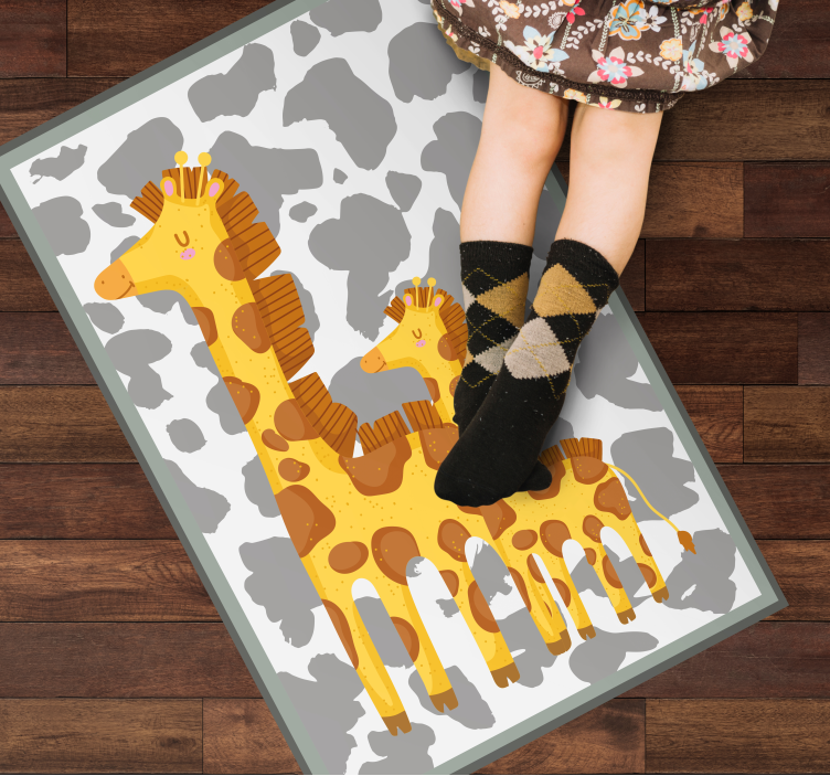 Giraffe Family Motif kids vinyl rug - TenStickers