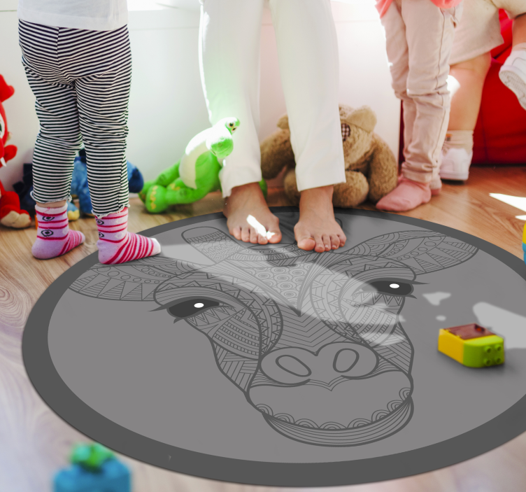 Grey giraffe design animal vinyl rug - TenStickers