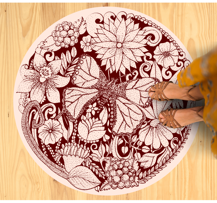 Delicate wing design floral vinyl rug - TenStickers