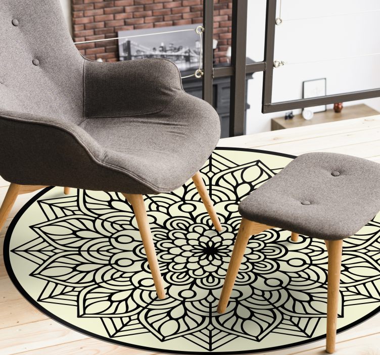 Graceful Botanical Emblem mandala vinyl rug - TenStickers