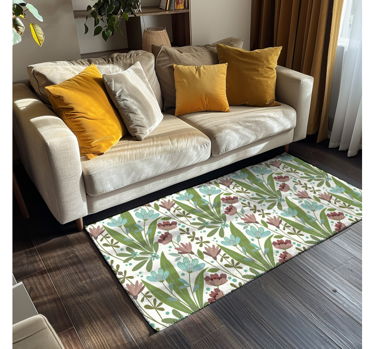 Floral Botanical Pattern flower vinyl rug - TenStickers
