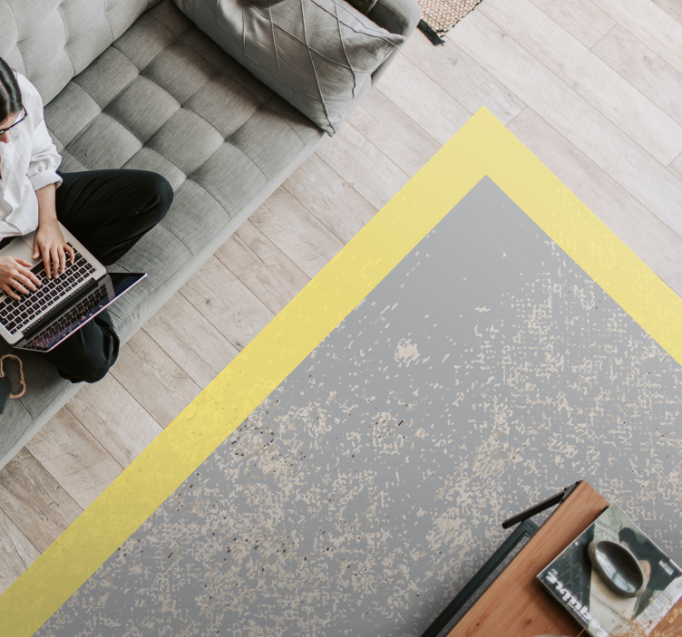 Yellow frame living room vinyl rug - TenStickers