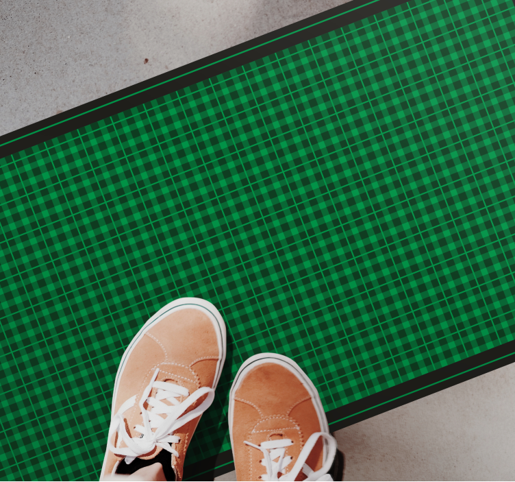 Green Checkered Pattern geometric vinyl rug - TenStickers