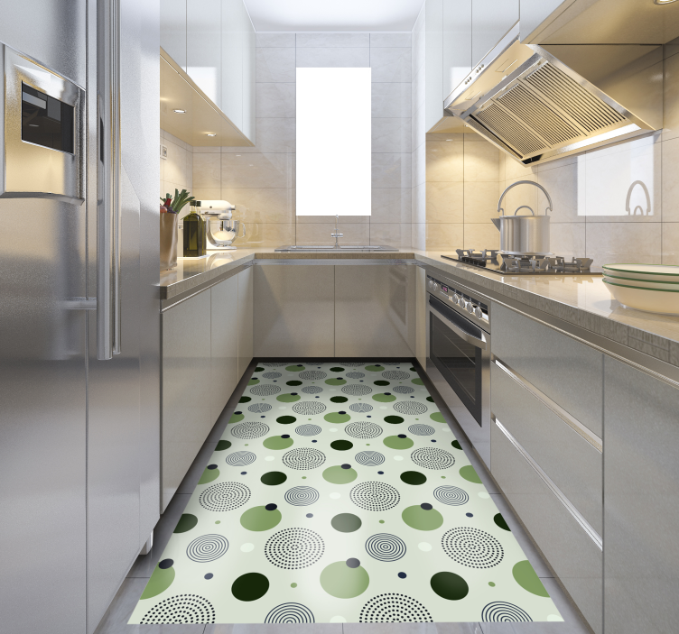 Green circular patterns kitchen vinyl rug - TenStickers