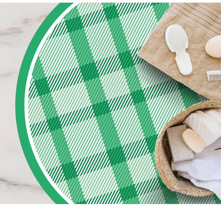 Green Plaid Pattern circular vinyl rug - TenStickers