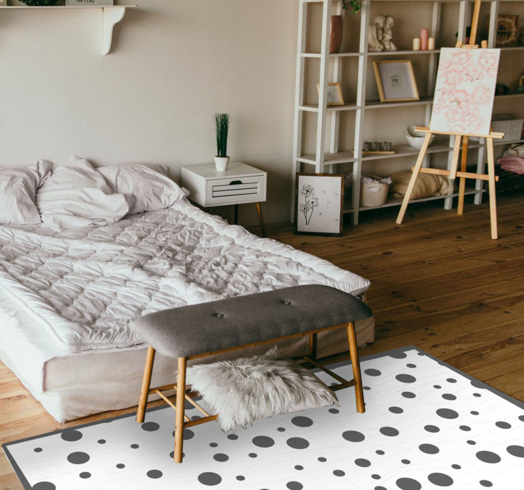 Grey and White Polka dots geometric rugs - TenStickers