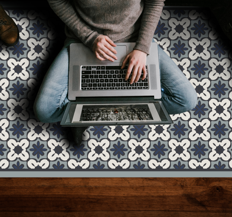 Grey classic arrangement mosaic vinyl rug - TenStickers