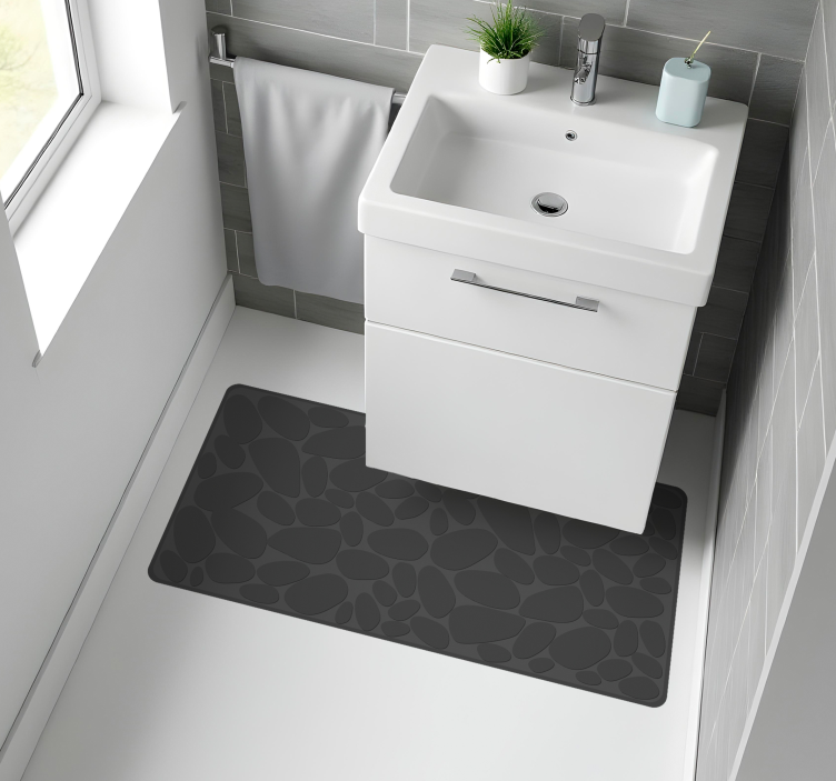 Grey rock effect bathroom vinyl rug - TenStickers