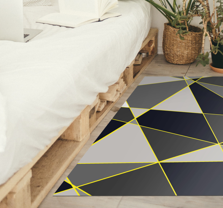 Grey triangle lines geometric vinyl rug - TenStickers