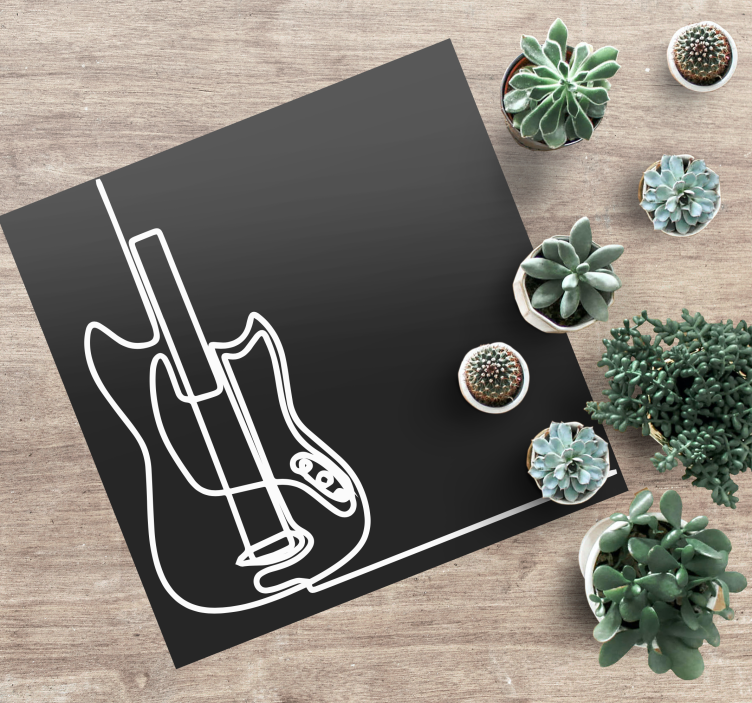 Guitar Outline Art teenage bedroom vinyl rug - TenStickers