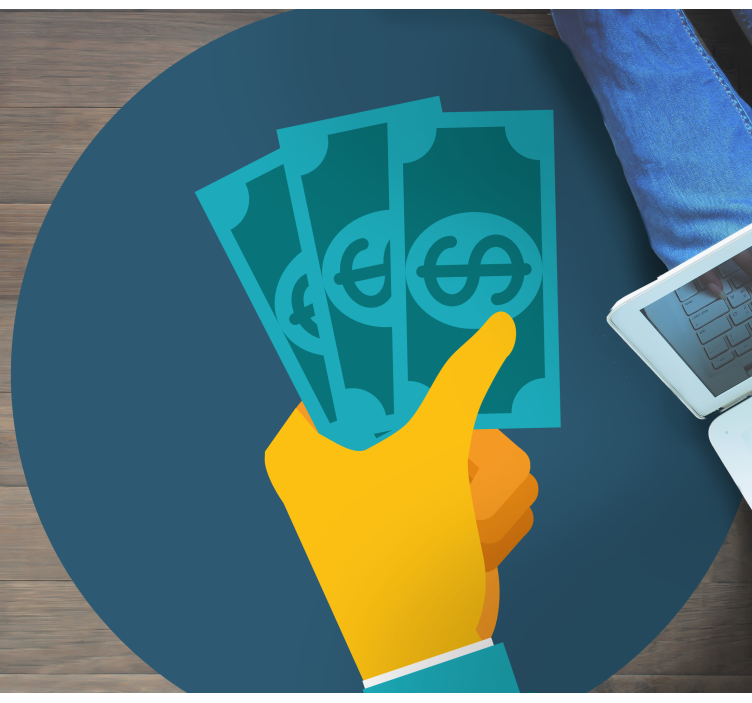 Hand Holding Cash kids vinyl rug - TenStickers